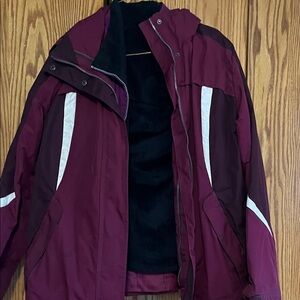 St. John's Bay Women's Burgundy Ski Jacket with White Accents